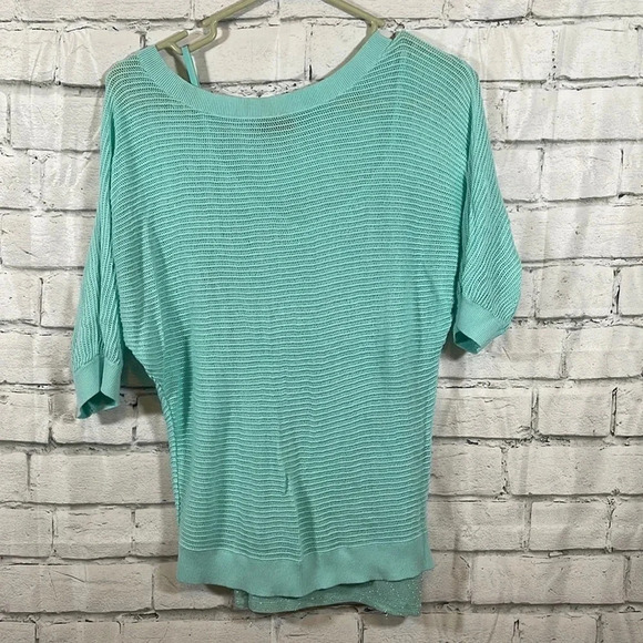 Women’s Express light turquoise sweater/matching tank top - Picture 1 of 6